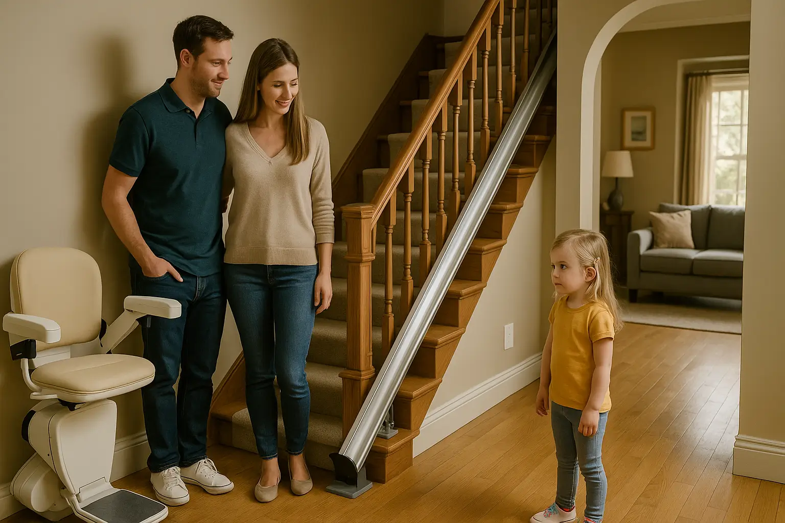 بالابر پله در خانه‌ای با کودک خردسال – راهنمای انتخاب و ایمنی برای خانواده‌ها