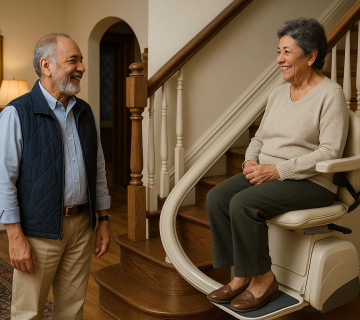 «استفاده راحت و ایمن سالمندان از پله‌پیما در خانه؛ افزایش آرامش، استقلال و امنیت در رفت‌وآمد روزانه»